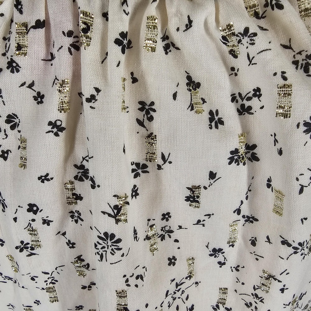 Vince Camuto Blouse Womens Medium Birch Island Oasis Floral Puff Sleeve Metallic - Picture 3 of 11